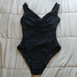 Karla Colletto Black swimsuit ruffle details